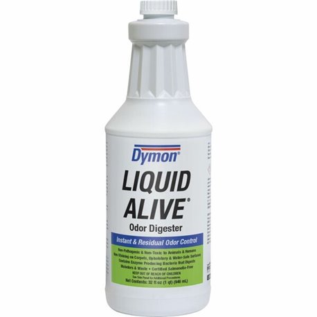 Dymon Liquid Alive Instant Odor Digester - For Multipurpose - 32 fl oz (1 quart)Bottle - 12 / Carton - Non-toxic, Non-staining