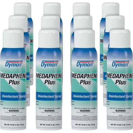 Dymon Medaphene Plus Disinfectant Spray - 16 fl oz (0.5 quart) - Pleasant Scent - 12 / Carton - Non-porous - Aqua