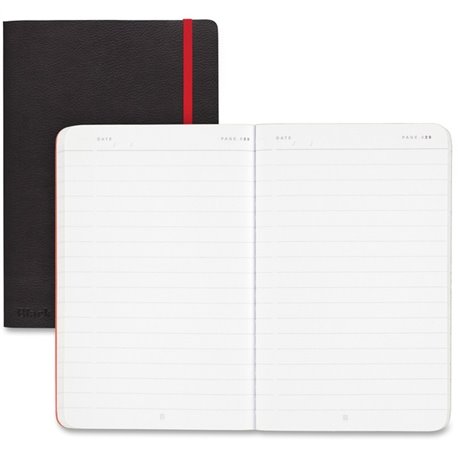 Black n' Red Soft Cover Business Notebook - Sewn - Ruled - 6" x 8" - High White Paper - Black/Red Cover - Resist Bleed-through, 