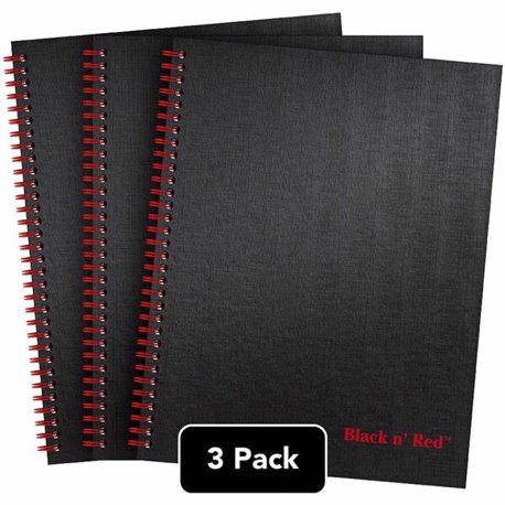 Black n' Red Hardcover Twinwire Business Notebook - Twin Wirebound - 12" x 8.5" x 1.7" - Matte Cover - Perforated, Bleed Resista