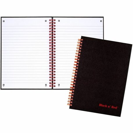 Black n' Red Wirebound Ruled Notebook - A5 - 70 Sheets - Wire Bound - 24 lb Basis Weight - A5 - 5 7/8" x 8 1/4" - White Paper - 