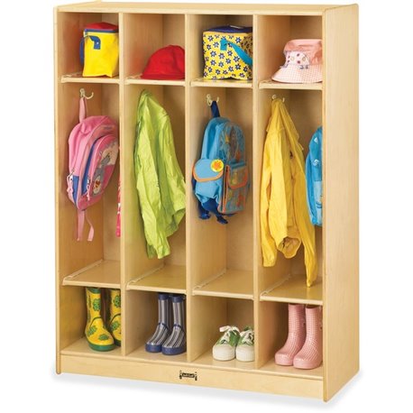 Jonti-Craft Rainbow Accents 4-section Coat Locker - 4 Compartment(s) - 50.5" Height x 39" Width x 15" Depth - Baltic - Acrylic -