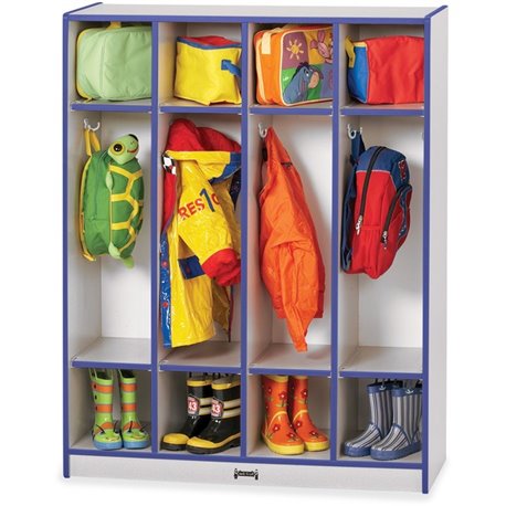 Jonti-Craft Rainbow Accents 4 Section Coat Locker - 4 Compartment(s) - 50.5" Height x 39" Width x 15" Depth - Laminated, Durable