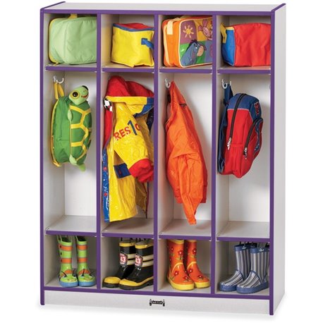 Jonti-Craft Rainbow Accents 4 Section Coat Locker - 4 Compartment(s) - 50.5" Height x 39" Width x 15" Depth - Durable, Laminated