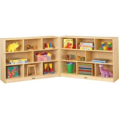 Jonti-Craft Mobile Fold-n-Lock Open Shelf Unit - 35.5" Height x 96" Width x 15" DepthFloor - Foldable, Lockable, Stain Resistant