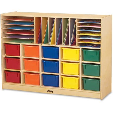 Jonti-Craft Rainbow Accents Colored Tray Sectional Cubbie Storage - 35.5" Height x 48" Width x 15" Depth - Removable Tray, Durab