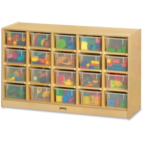 Jonti-Craft Rainbow Accents 20 Cubbie-tray Mobile Storage Unit - 29.5" Height x 48" Width x 15" Depth - Durable - Baltic - Acryl