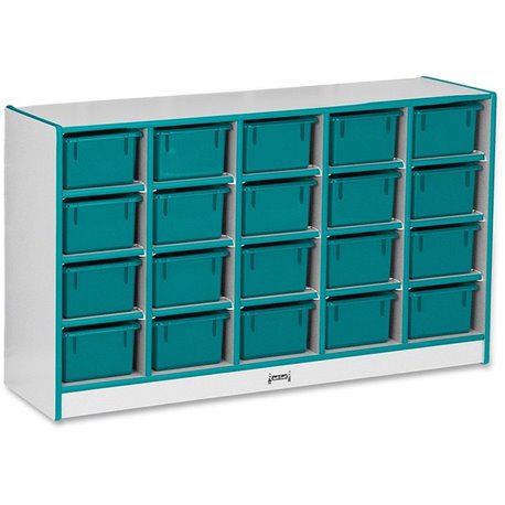 Jonti-Craft Rainbow Accents Cubbie-trays Storage Unit - 29.5" Height x 48" Width x 15" Depth - Laminated, Durable - Teal - Rubbe