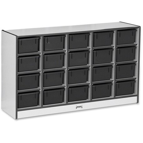 Jonti-Craft Rainbow Accents Cubbie-trays Storage Unit - 29.5" Height x 48" Width x 15" Depth - Durable, Laminated - Black - Rubb