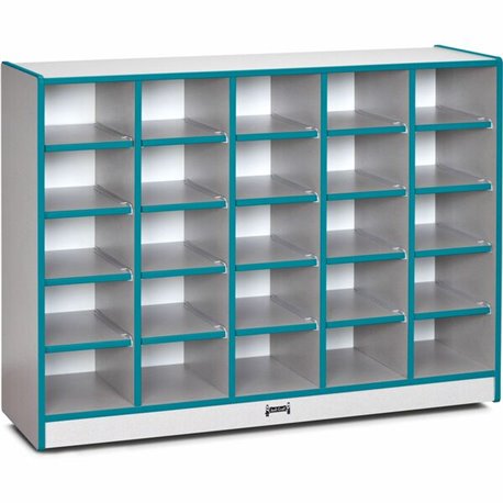 Jonti-Craft Rainbow Accents Toddler Single Storage - 35.5" Height x 48" Width x 15" Depth - Durable, Laminated - Teal - Rubber -