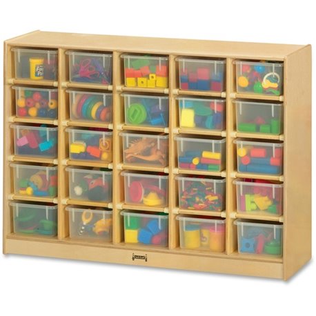 Jonti-Craft Rainbow Accents 25 Cubbie-trays Mobile Storage Unit - 35.5" Height x 48" Width x 15" Depth - Durable - Baltic - Acry