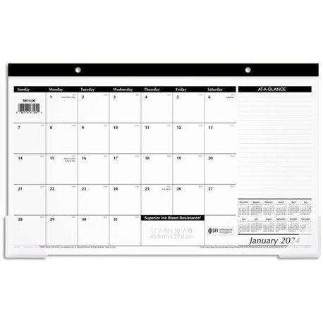 At-A-Glance Desk Pad Calendar - Julian Dates - Monthly - 12 Month - January 2024 - December 2024 - 1 Month Single Page Layout - 