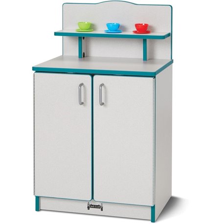 Rainbow Accents - Culinary Creations Kitchen Cupboard - Teal - 1 Each - Teal, Gray, Chrome - Wood