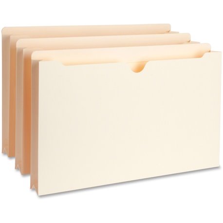 Business Source Straight Tab Cut Legal Recycled File Pocket - 8 1/2" x 14" - 1 1/2" Expansion - Manila - 10% Recycled - 50 / Box