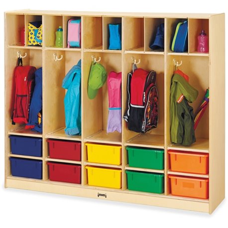 Jonti-Craft Rainbow Accents Large Locker Organizer - 4 Tier(s) - 50.5" Height x 60" Width x 15" Depth - Double Hook, Rounded Cor