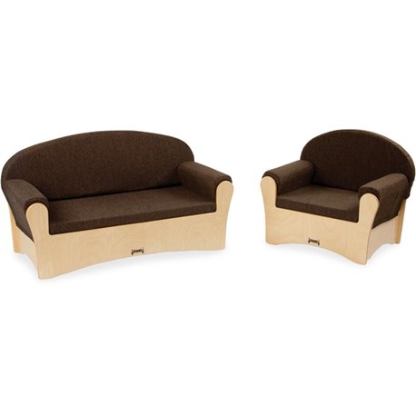 Jonti-Craft Komfy Sofa/Chair 2-piece Set - Rounded Edge - Material: Fabric, Foam, Acrylic - Finish: Baltic, Espresso - Comfortab