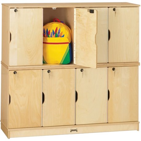 Jonti-Craft Double Stack 8-Section Student Lockers - 48.5" x 15" x 45.5" - Stackable, Lockable, Sturdy, Key Lock, Kick Plate - W