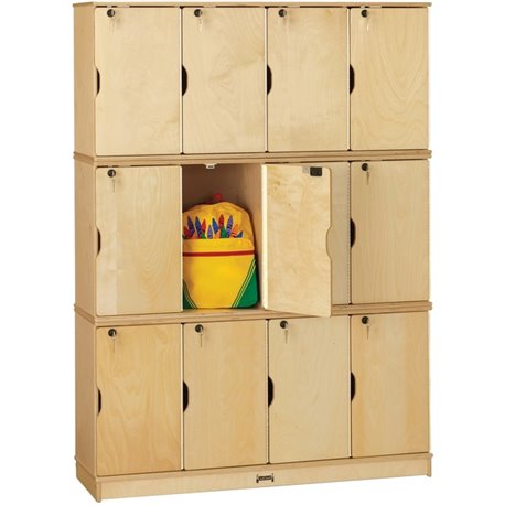 Jonti-Craft Triple Stack Children's Stacking Lockers - 48.5" x 15" x 67" - Stackable, Lockable, Sturdy, Key Lock, Kick Plate - W