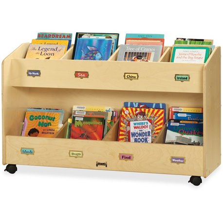 Jonti-Craft Mobile Section Book Storage Organizer - 8 Compartment(s) - 29.5" Height x 48" Width x 16" Depth - Label Holder, Lock