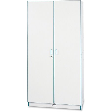 Jonti-Craft Rainbow Accents Classroom Closet Deluxe - 36" x 24" x 72" - 3 x Shelf(ves) - Hinged Door(s) - Locking Door, Key Lock