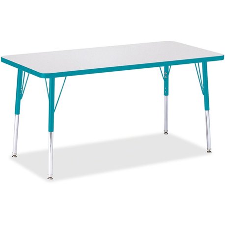 Jonti-Craft Berries Adult Height Color Edge Rectangle Table - For - Table TopLaminated Rectangle, Teal Top - Four Leg Base - 4 L