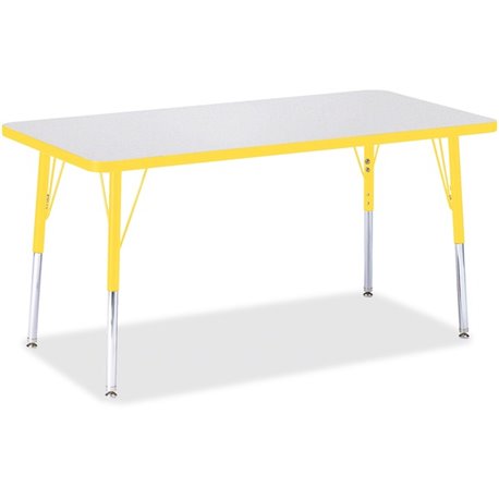 Jonti-Craft Berries Adult Height Color Edge Rectangle Table - For - Table TopLaminated Rectangle, Yellow Top - Four Leg Base - 4