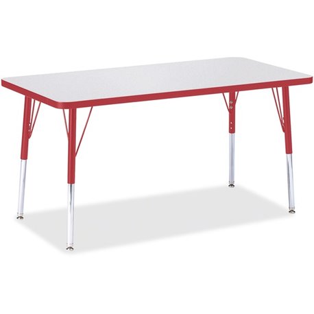 Jonti-Craft Berries Adult Height Color Edge Rectangle Table - For - Table TopLaminated Rectangle, Red Top - Four Leg Base - 4 Le