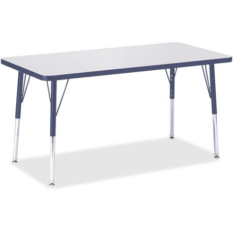 Jonti-Craft Berries Adult Height Color Edge Rectangle Table - For - Table TopLaminated Rectangle, Navy Top - Four Leg Base - 4 L