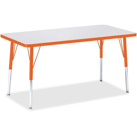 Jonti-Craft Berries Adult Height Color Edge Rectangle Table - For - Table TopLaminated Rectangle, Orange Top - Four Leg Base - 4