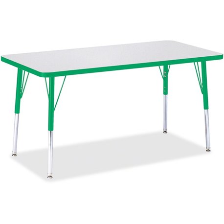 Jonti-Craft Berries Adult Height Color Edge Rectangle Table - For - Table TopGreen Rectangle, Laminated Top - Four Leg Base - 4 