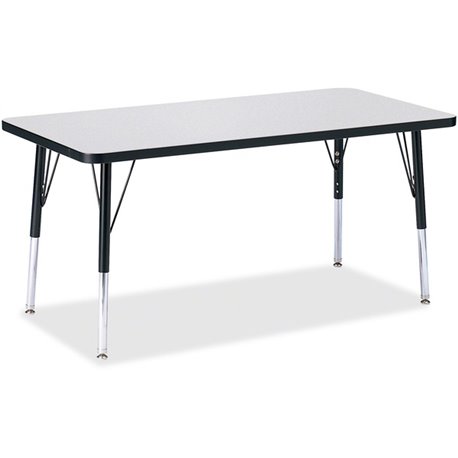 Jonti-Craft Berries Elementary Height Color Edge Rectangle Table - For - Table TopGray Rectangle, Laminated Top - Four Leg Base 