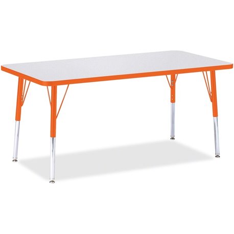 Jonti-Craft Berries Orange Edge Rectangle Table - For - Table TopRectangle Top - Height Adjustable - 11" to 15" Adjustment - 60"