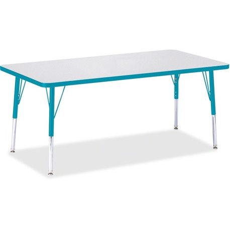 Jonti-Craft Berries Elementary Height Color Edge Rectangle Table - For - Table TopLaminated Rectangle, Teal Top - Four Leg Base 