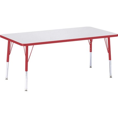 Jonti-Craft Berries Elementary Height Color Edge Rectangular Table - For - Table TopGray Rectangle, Laminated Top - Four Leg Bas