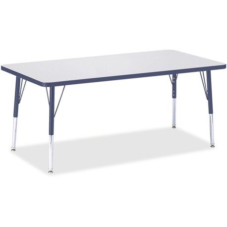 Jonti-Craft Berries Elementary Height Color Edge Rectangle Table - For - Table TopLaminated Rectangle, Navy Top - Four Leg Base 