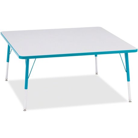 Jonti-Craft Berries Adult Height Prism Color Edge Square Table - For - Table TopLaminated Square, Teal Top - Four Leg Base - 4 L