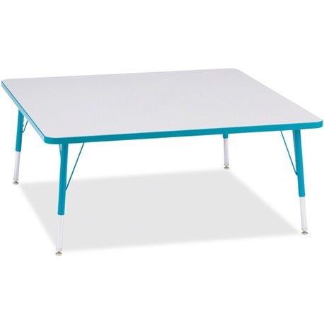 Jonti-Craft Berries Elementary Height Color Edge Square Table - For - Table TopLaminated Square, Teal Top - Four Leg Base - 4 Le