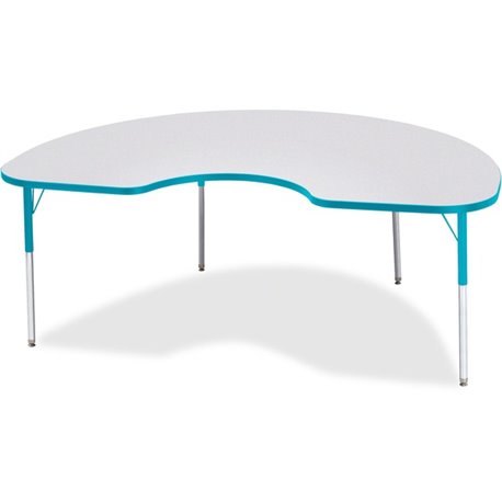 Jonti-Craft Berries Adult Height Prism Color Edge Kidney Table - For - Table TopLaminated Kidney-shaped, Teal Top - Four Leg Bas