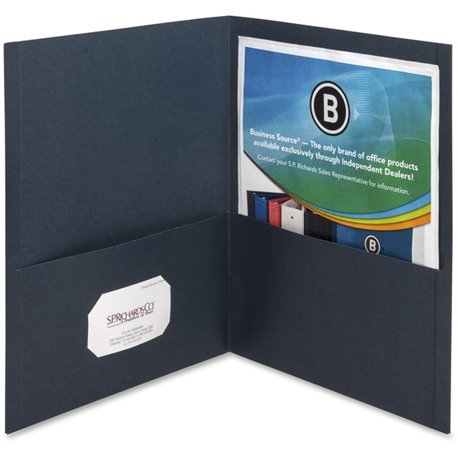 Business Source Letter Recycled Pocket Folder - 8 1/2" x 11" - 100 Sheet Capacity - 2 Inside Front & Back Pocket(s) - Paper - Da