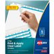 Avery Index Maker Index Divider - 250 x Divider(s) - Print-on Tab(s) - 5 - 5 Tab(s)/Set - 8.5" Divider Width x 11" Divider Lengt