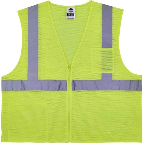 GloWear 8256Z Treated Polyester Hi-Vis Class 2 Vest - Recommended for: Accessories - Small/Medium Size - Zipper Closure - Lime -