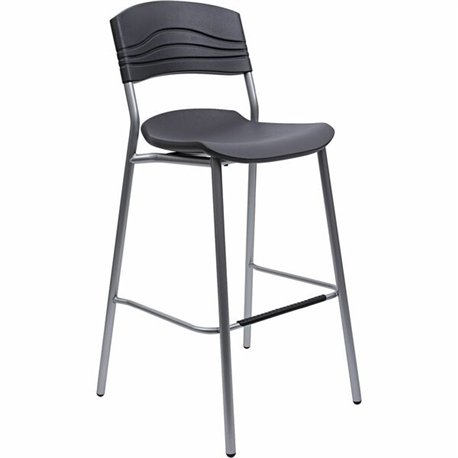 Iceberg CafeWorks Bistro Stool - Black Polyethylene Seat - Polyethylene Back - Powder Coated Steel Frame - Graphite - 1 Each