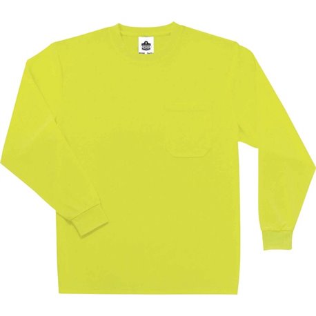 GloWear 8091 Non-Certified Long Sleeve T-Shirt - 5XL Size - Polyester - Lime