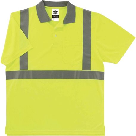 GloWear 8295 Type R Class 2 Polo Shirt - Large Size - Unisex - Polyester - Lime