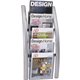 Alba 5-Pocket Wall Literature Rack - 5 Pocket(s) - 27.5" Height x 4.3" Width x 13" Depth - Silver - Metal, Acrylic - 1 Each