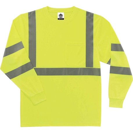 GloWear 8391 Type R Class 3 Long Sleeve T-Shirt - 2-Xtra Large Size - Polyester - Lime - Breathable, Moisture Resistant, UV Resi