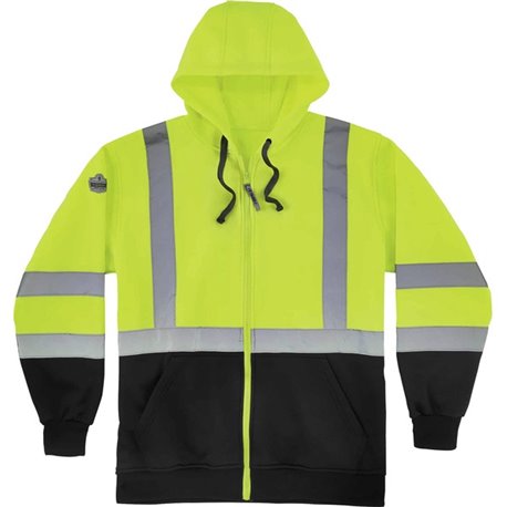 GloWear Zip-Up Hi-Vis Hooded Sweatshirt - Recommended for: Construction, Biking, Snowmobiling, Outdoor, Ice Fishing, Traffic - M