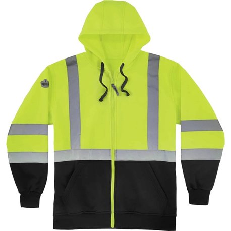 GloWear Zip-Up Hi-Vis Hooded Sweatshirt - Recommended for: Construction, Biking, Snowmobiling, Outdoor, Ice Fishing, Traffic - X