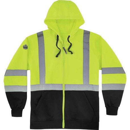 GloWear Zip-Up Hi-Vis Hooded Sweatshirt - Recommended for: Construction, Biking, Snowmobiling, Outdoor, Ice Fishing, Traffic - 2