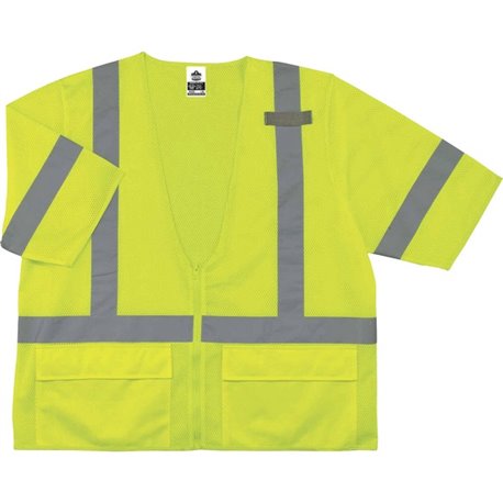 GloWear 8320Z Type R Class 3 Standard Vest - Large/Extra Large Size - Zipper Closure - Polyester Mesh - Lime - Pocket, Mic Tab, 